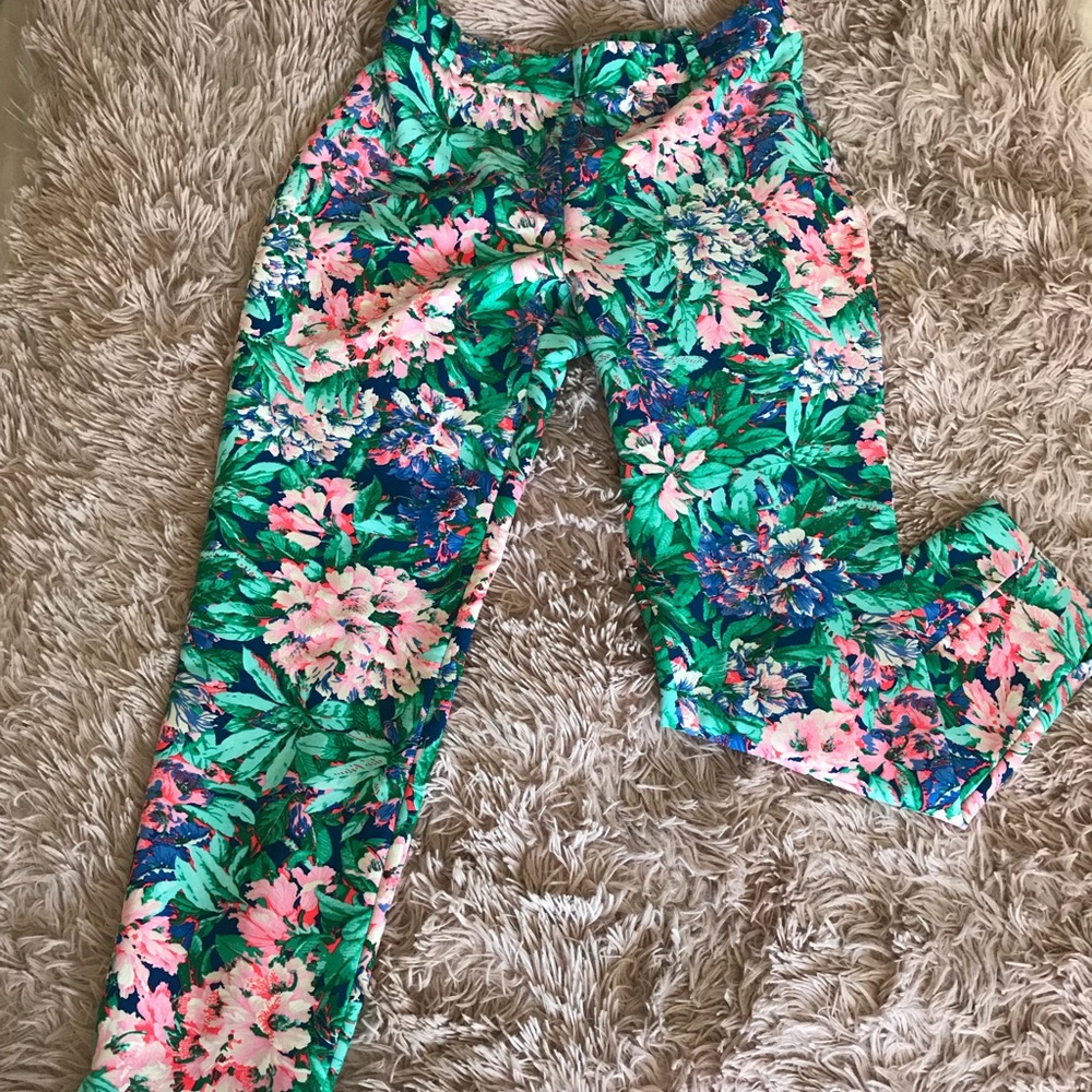 Zara high rise floral pants